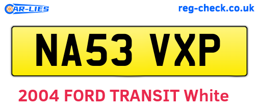 NA53VXP are the vehicle registration plates.