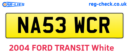 NA53WCR are the vehicle registration plates.