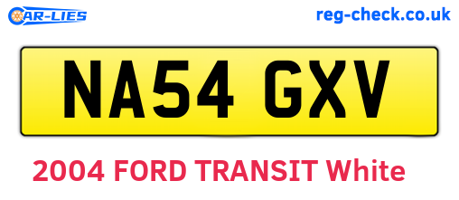 NA54GXV are the vehicle registration plates.