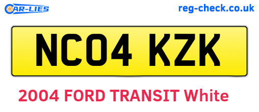 NC04KZK are the vehicle registration plates.