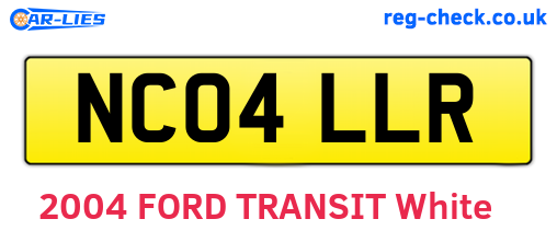 NC04LLR are the vehicle registration plates.