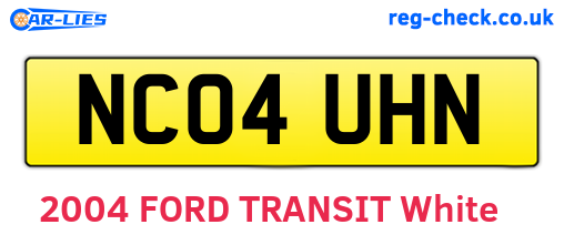 NC04UHN are the vehicle registration plates.