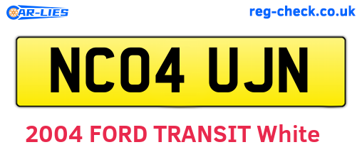NC04UJN are the vehicle registration plates.
