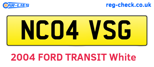 NC04VSG are the vehicle registration plates.