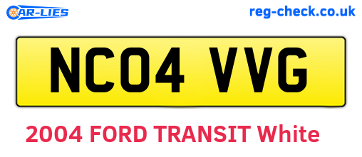 NC04VVG are the vehicle registration plates.