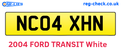 NC04XHN are the vehicle registration plates.