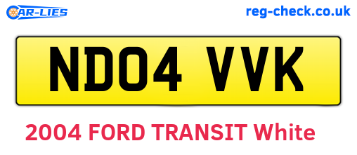 ND04VVK are the vehicle registration plates.
