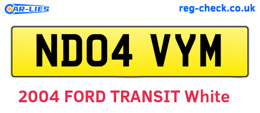 ND04VYM are the vehicle registration plates.