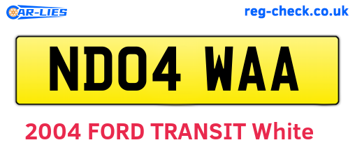ND04WAA are the vehicle registration plates.