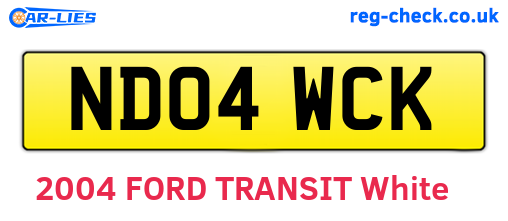 ND04WCK are the vehicle registration plates.