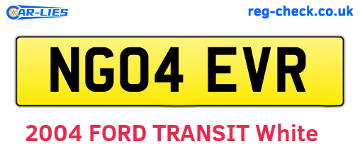 NG04EVR are the vehicle registration plates.