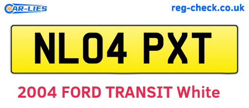 NL04PXT are the vehicle registration plates.
