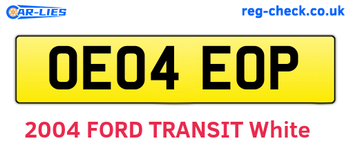 OE04EOP are the vehicle registration plates.