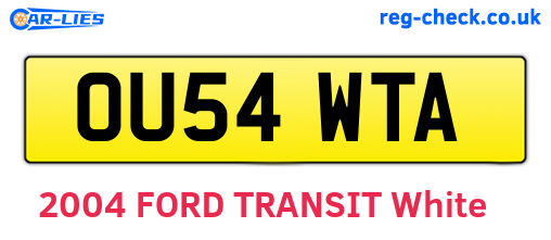 OU54WTA are the vehicle registration plates.