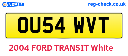 OU54WVT are the vehicle registration plates.