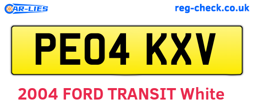 PE04KXV are the vehicle registration plates.