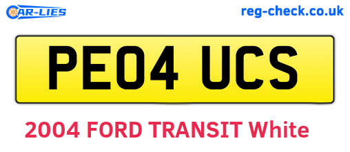 PE04UCS are the vehicle registration plates.