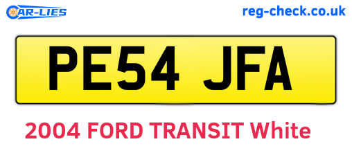 PE54JFA are the vehicle registration plates.