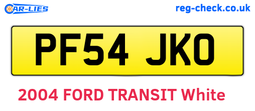 PF54JKO are the vehicle registration plates.