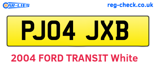 PJ04JXB are the vehicle registration plates.