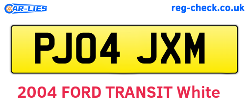 PJ04JXM are the vehicle registration plates.