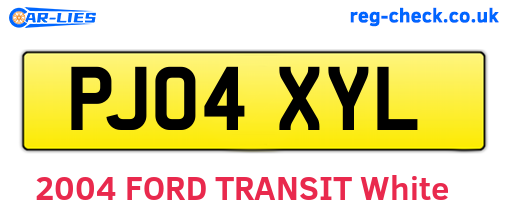 PJ04XYL are the vehicle registration plates.