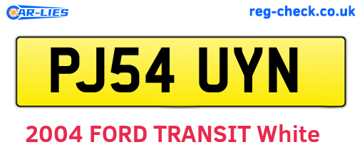PJ54UYN are the vehicle registration plates.