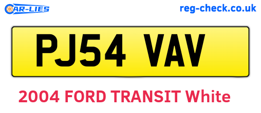 PJ54VAV are the vehicle registration plates.
