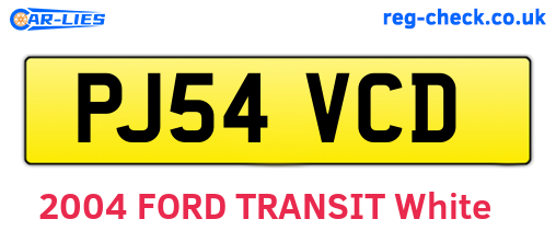 PJ54VCD are the vehicle registration plates.