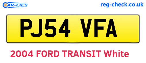 PJ54VFA are the vehicle registration plates.