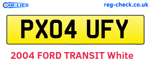 PX04UFY are the vehicle registration plates.