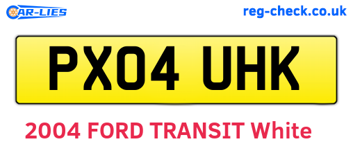 PX04UHK are the vehicle registration plates.
