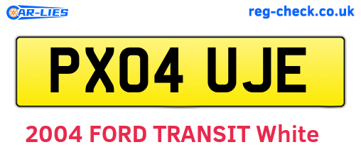 PX04UJE are the vehicle registration plates.