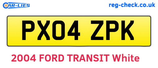 PX04ZPK are the vehicle registration plates.