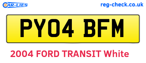 PY04BFM are the vehicle registration plates.