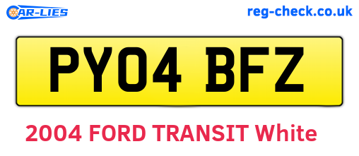 PY04BFZ are the vehicle registration plates.