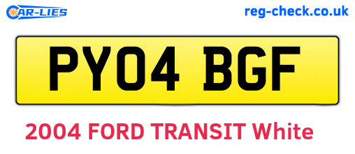 PY04BGF are the vehicle registration plates.