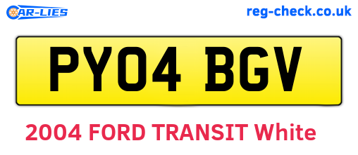 PY04BGV are the vehicle registration plates.