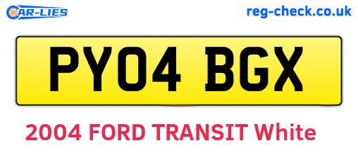 PY04BGX are the vehicle registration plates.