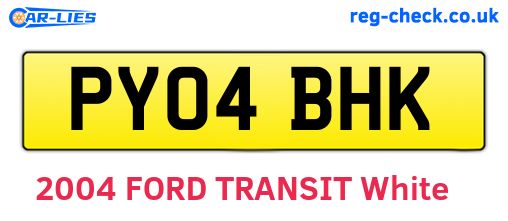 PY04BHK are the vehicle registration plates.