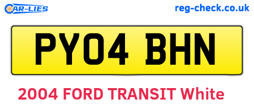 PY04BHN are the vehicle registration plates.