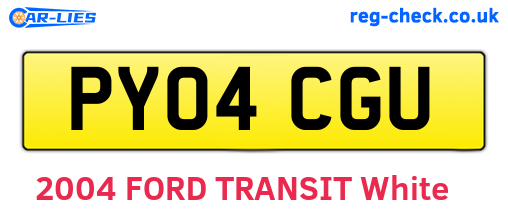 PY04CGU are the vehicle registration plates.