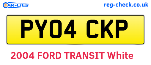 PY04CKP are the vehicle registration plates.