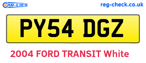 PY54DGZ are the vehicle registration plates.