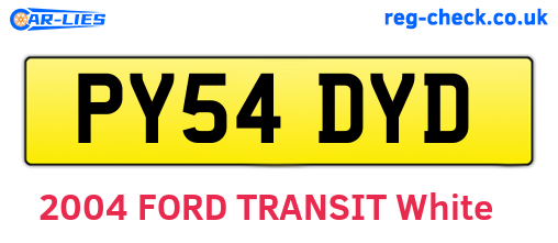 PY54DYD are the vehicle registration plates.