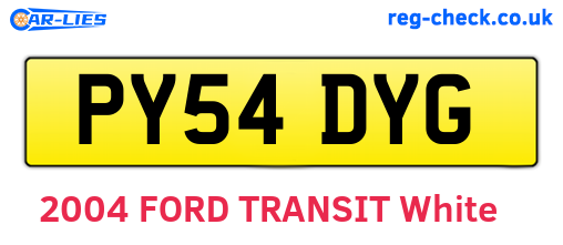 PY54DYG are the vehicle registration plates.