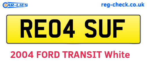 RE04SUF are the vehicle registration plates.