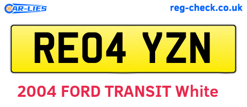 RE04YZN are the vehicle registration plates.