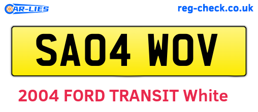 SA04WOV are the vehicle registration plates.