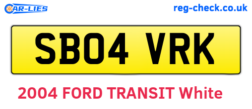 SB04VRK are the vehicle registration plates.